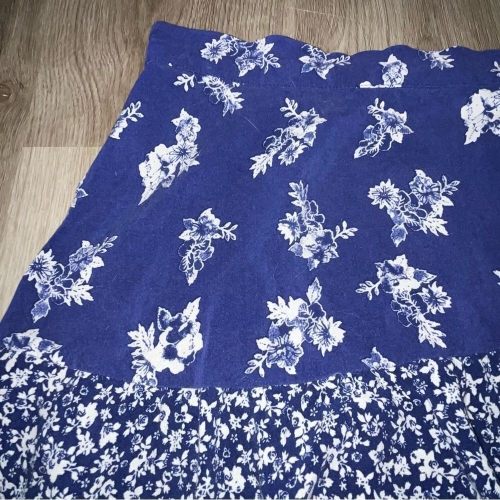 Blue Rain Blue & White Floral Wrap Skirt - Picture 6 of 10